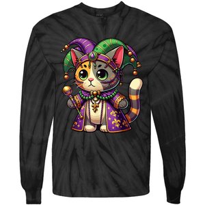 Mardi Gras Cat Extravaganza Tie-Dye Long Sleeve Shirt