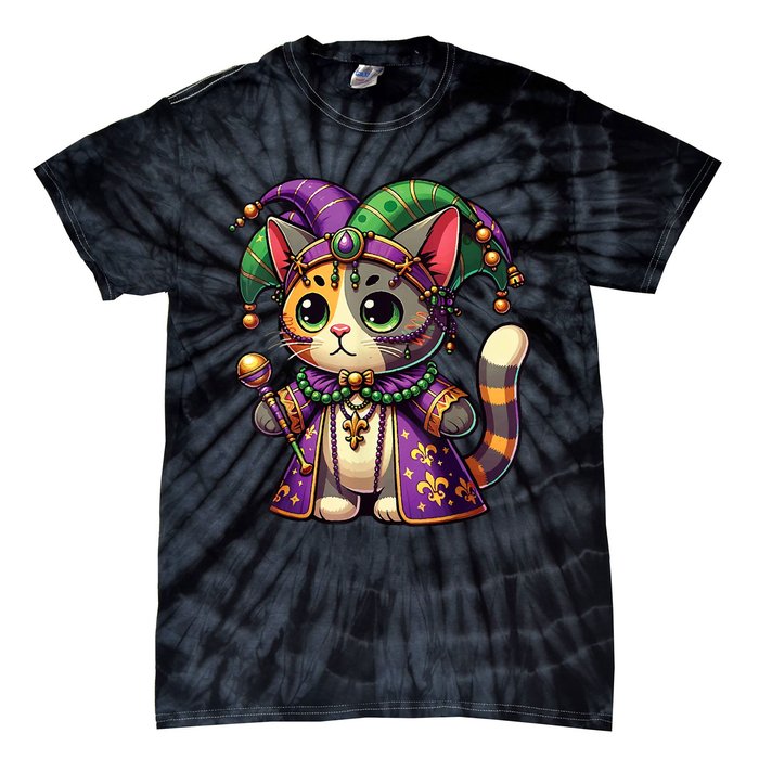 Mardi Gras Cat Extravaganza Tie-Dye T-Shirt