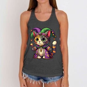 Mardi Gras Cat Extravaganza Women's Knotted Racerback Tank