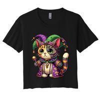 Mardi Gras Cat Extravaganza Women's Crop Top Tee