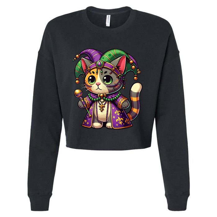 Mardi Gras Cat Extravaganza Cropped Pullover Crew