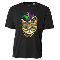 Mardi Gras Cat Mask Funny Carnival Parade Party Cat Lovers Cooling Performance Crew T-Shirt