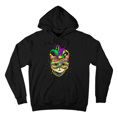 Mardi Gras Cat Mask Funny Carnival Parade Party Cat Lovers Hoodie