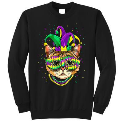 Mardi Gras Cat Mask Funny Carnival Parade Party Cat Lovers Sweatshirt