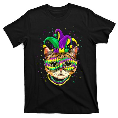 Mardi Gras Cat Mask Funny Carnival Parade Party Cat Lovers T-Shirt