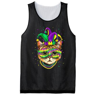 Mardi Gras Cat Mask Funny Carnival Parade Party Cat Lovers Mesh Reversible Basketball Jersey Tank