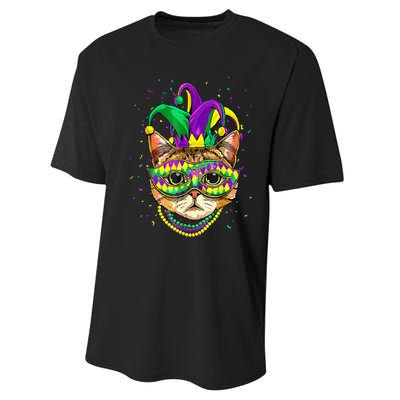 Mardi Gras Cat Mask Funny Carnival Parade Party Cat Lovers Performance Sprint T-Shirt