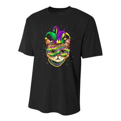 Mardi Gras Cat Mask Funny Carnival Parade Party Cat Lovers Youth Performance Sprint T-Shirt