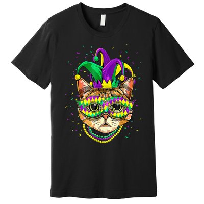 Mardi Gras Cat Mask Funny Carnival Parade Party Cat Lovers Premium T-Shirt