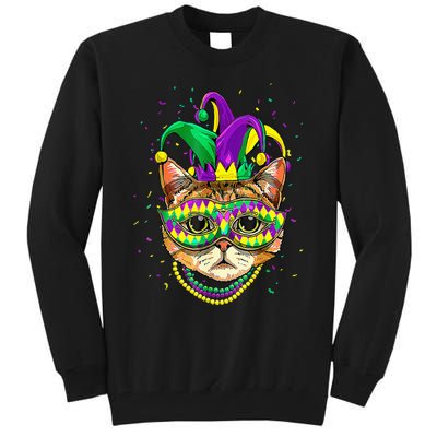 Mardi Gras Cat Mask Funny Carnival Parade Party Cat Lovers Tall Sweatshirt