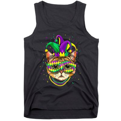 Mardi Gras Cat Mask Funny Carnival Parade Party Cat Lovers Tank Top