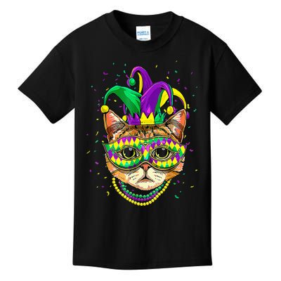 Mardi Gras Cat Mask Funny Carnival Parade Party Cat Lovers Kids T-Shirt