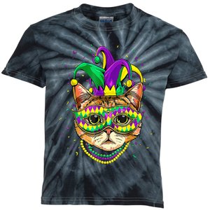 Mardi Gras Cat Mask Funny Carnival Parade Party Cat Lovers Kids Tie-Dye T-Shirt