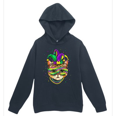 Mardi Gras Cat Mask Funny Carnival Parade Party Cat Lovers Urban Pullover Hoodie