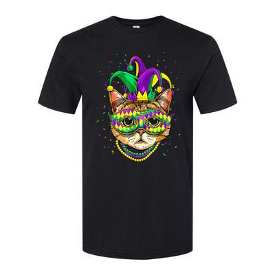 Mardi Gras Cat Mask Funny Carnival Parade Party Cat Lovers Softstyle CVC T-Shirt