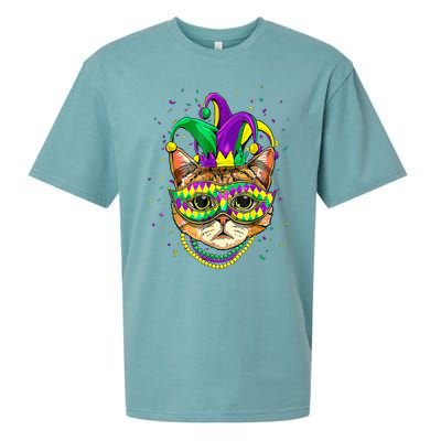 Mardi Gras Cat Mask Funny Carnival Parade Party Cat Lovers Sueded Cloud Jersey T-Shirt