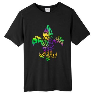 Mardi Gras Cute Gift Tie Dye Fleur De Lis Leopard Print Tall Fusion ChromaSoft Performance T-Shirt