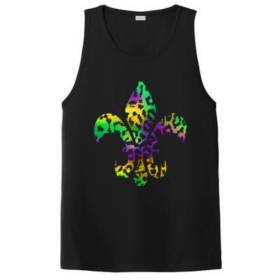 Mardi Gras Cute Gift Tie Dye Fleur De Lis Leopard Print PosiCharge Competitor Tank