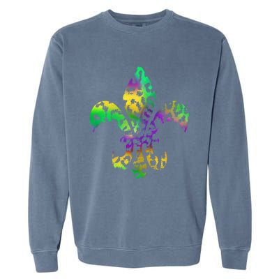 Mardi Gras Cute Gift Tie Dye Fleur De Lis Leopard Print Garment-Dyed Sweatshirt