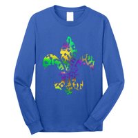 Mardi Gras Cute Gift Tie Dye Fleur De Lis Leopard Print Long Sleeve Shirt