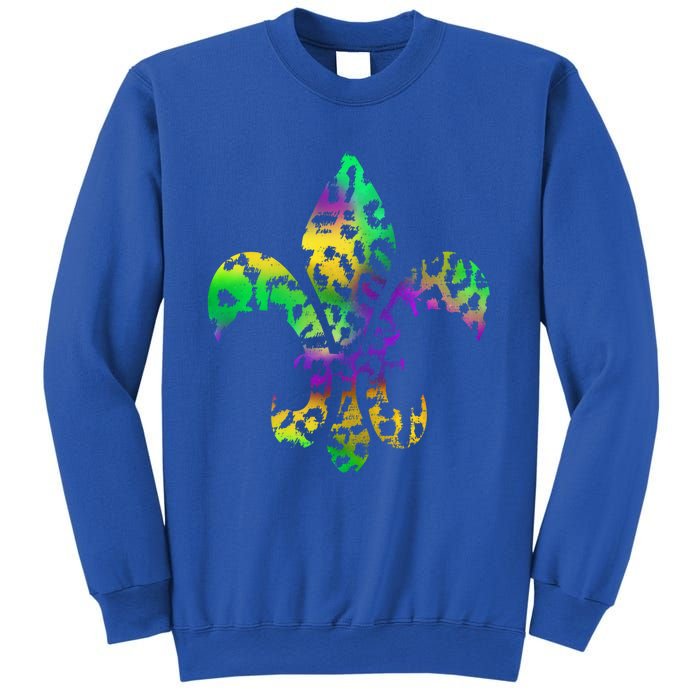 Mardi Gras Cute Gift Tie Dye Fleur De Lis Leopard Print Sweatshirt