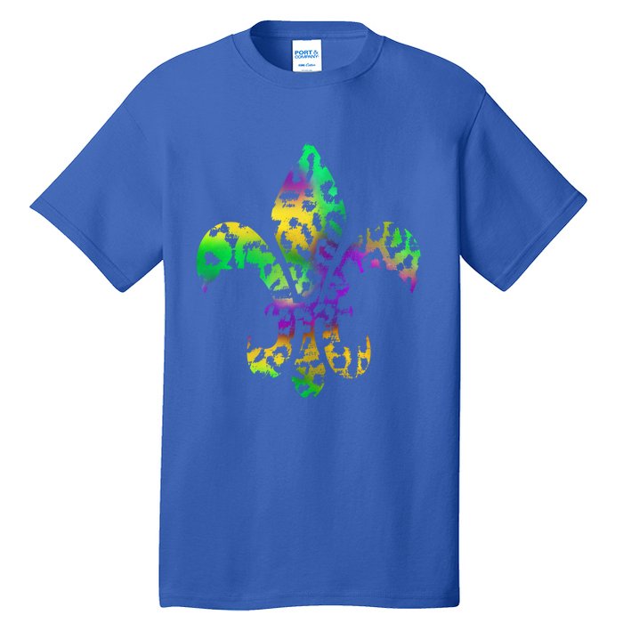 Mardi Gras Cute Gift Tie Dye Fleur De Lis Leopard Print Tall T-Shirt