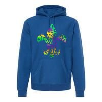 Mardi Gras Cute Gift Tie Dye Fleur De Lis Leopard Print Premium Hoodie