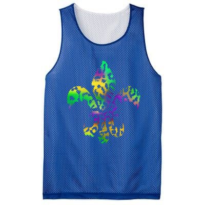 Mardi Gras Cute Gift Tie Dye Fleur De Lis Leopard Print Mesh Reversible Basketball Jersey Tank