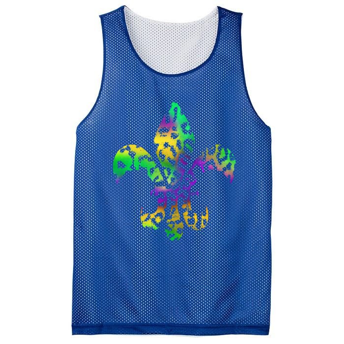 Mardi Gras Cute Gift Tie Dye Fleur De Lis Leopard Print Mesh Reversible Basketball Jersey Tank