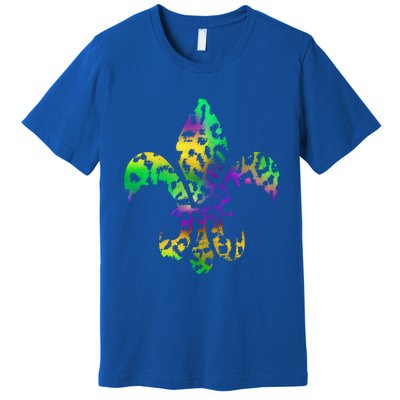 Mardi Gras Cute Gift Tie Dye Fleur De Lis Leopard Print Premium T-Shirt