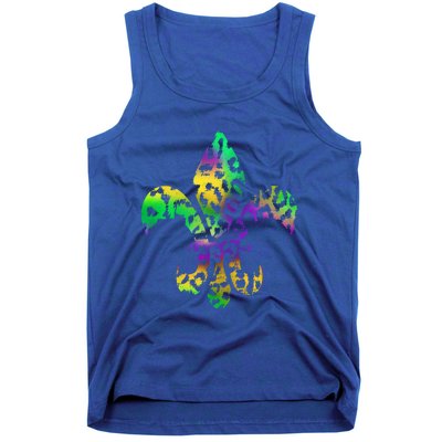 Mardi Gras Cute Gift Tie Dye Fleur De Lis Leopard Print Tank Top