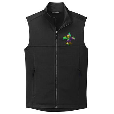 Mardi Gras Cute Gift Tie Dye Fleur De Lis Leopard Print Collective Smooth Fleece Vest