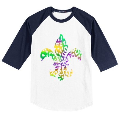 Mardi Gras Cute Gift Tie Dye Fleur De Lis Leopard Print Baseball Sleeve Shirt