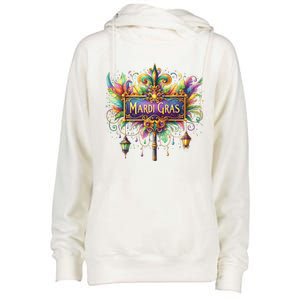 Mardi Gras Celebration Womens Funnel Neck Pullover Hood