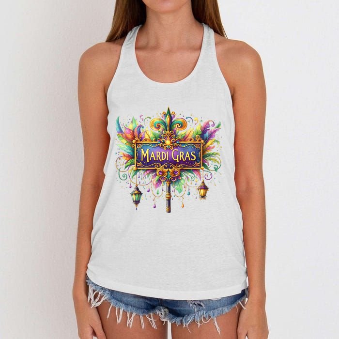 Mardi Gras Celebration Women's Knotted Racerback Tank