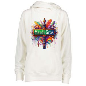 Mardi Gras Celebration Womens Funnel Neck Pullover Hood