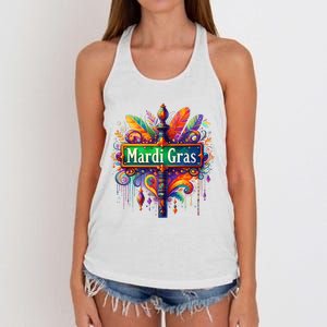 Mardi Gras Celebration Women's Knotted Racerback Tank