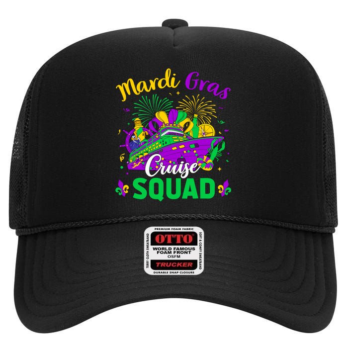 Mardi Gras Cruise Squad Matching Group Family Vacation Wo High Crown Mesh Back Trucker Hat