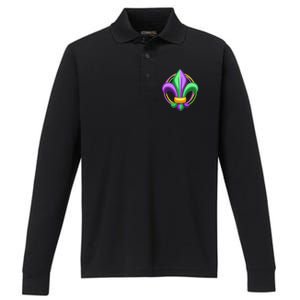 Mardi Gras Celebration Beads Performance Long Sleeve Polo