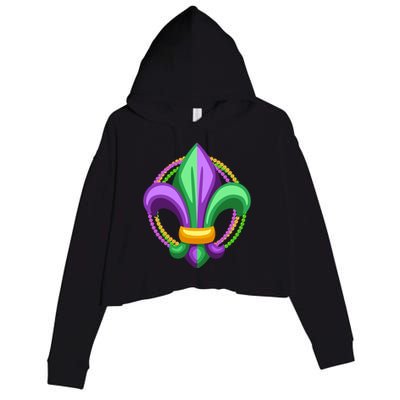 Mardi Gras Celebration Beads Crop Fleece Hoodie