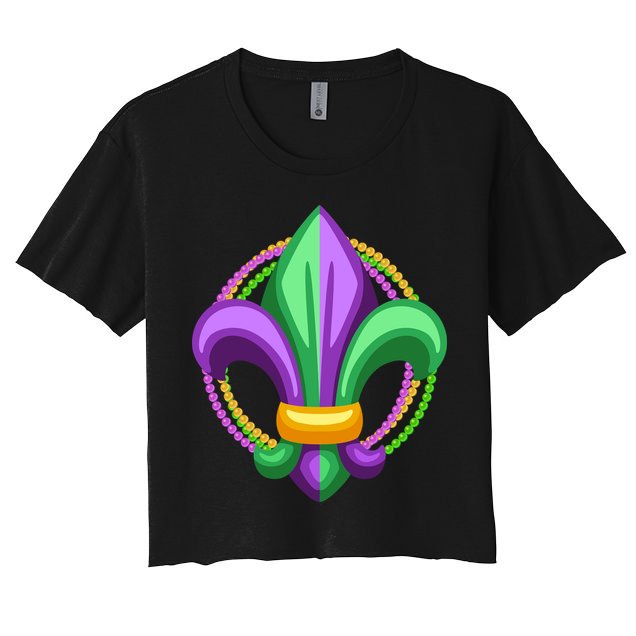 Mardi Gras Celebration Beads Crop Top