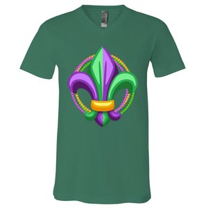 Mardi Gras Celebration Beads V-Neck T-Shirt