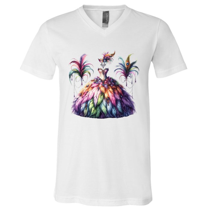 Mardi Gras Celebration V-Neck T-Shirt