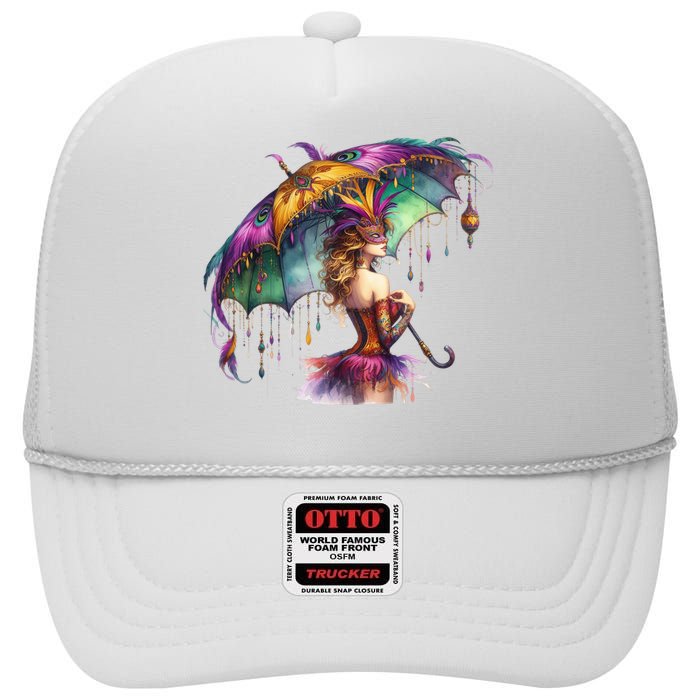 Mardi Gras Celebration High Crown Mesh Back Trucker Hat