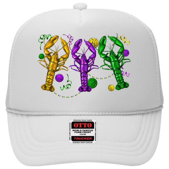 Mardi Gras Crawfish Carnival Costume Parade High Crown Mesh Back Trucker Hat