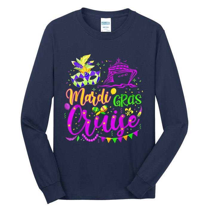 Mardi Gras Cruise Cruising Mask Cruise Ship Party Costume Tall Long Sleeve T-Shirt