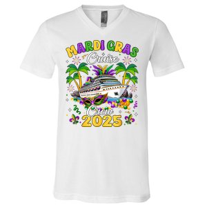 Mardi Gras Cruise Crew 2025 Family Matching V-Neck T-Shirt