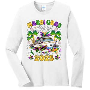 Mardi Gras Cruise Crew 2025 Family Matching Ladies Long Sleeve Shirt