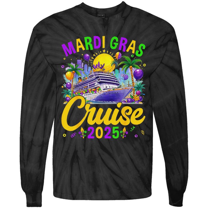 Mardi Gras Carnival Cruise 2025 Family Cruising Mask Tie-Dye Long Sleeve Shirt