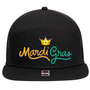 Mardi Gras Crown Celebration 7 Panel Mesh Trucker Snapback Hat